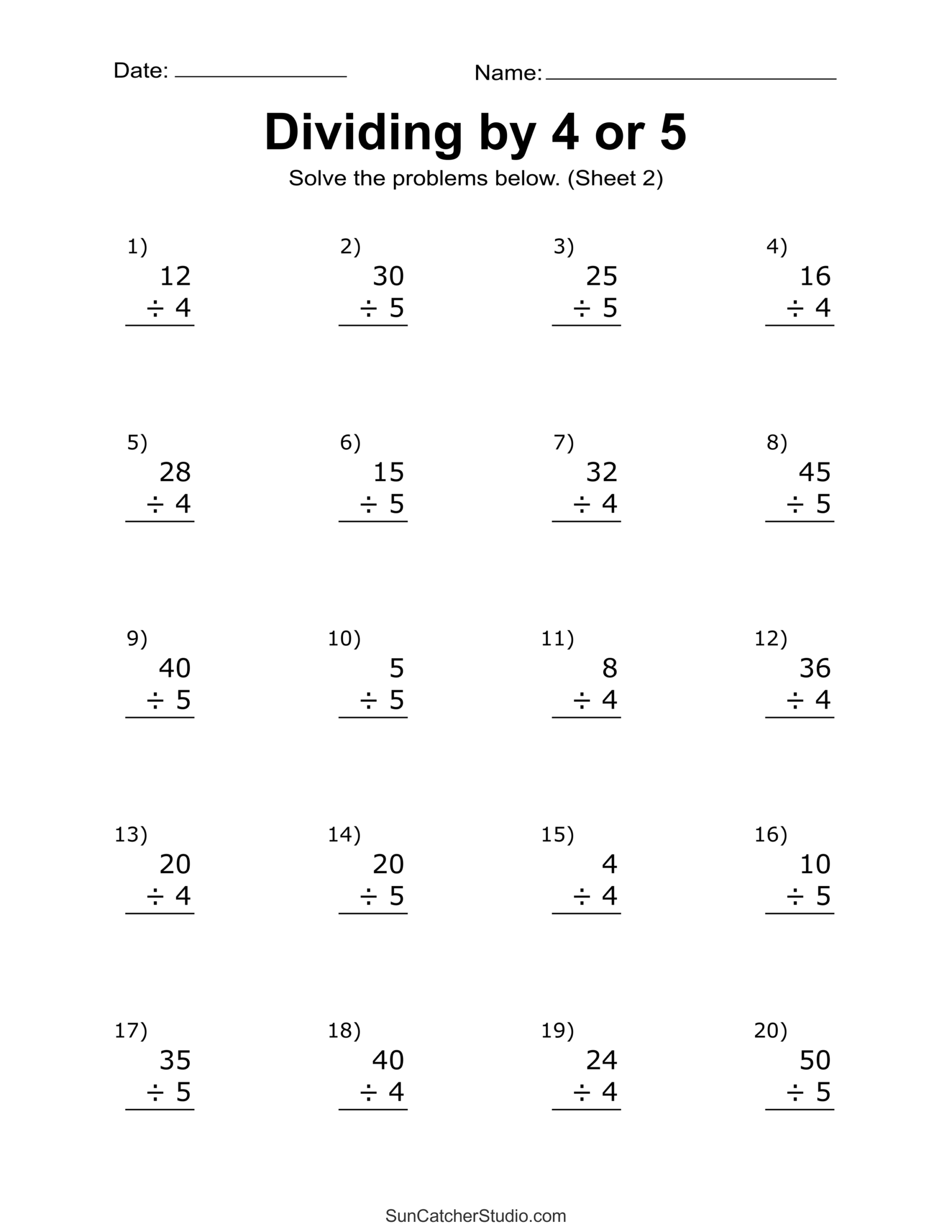 5th Grade Division Worksheets Free Printable