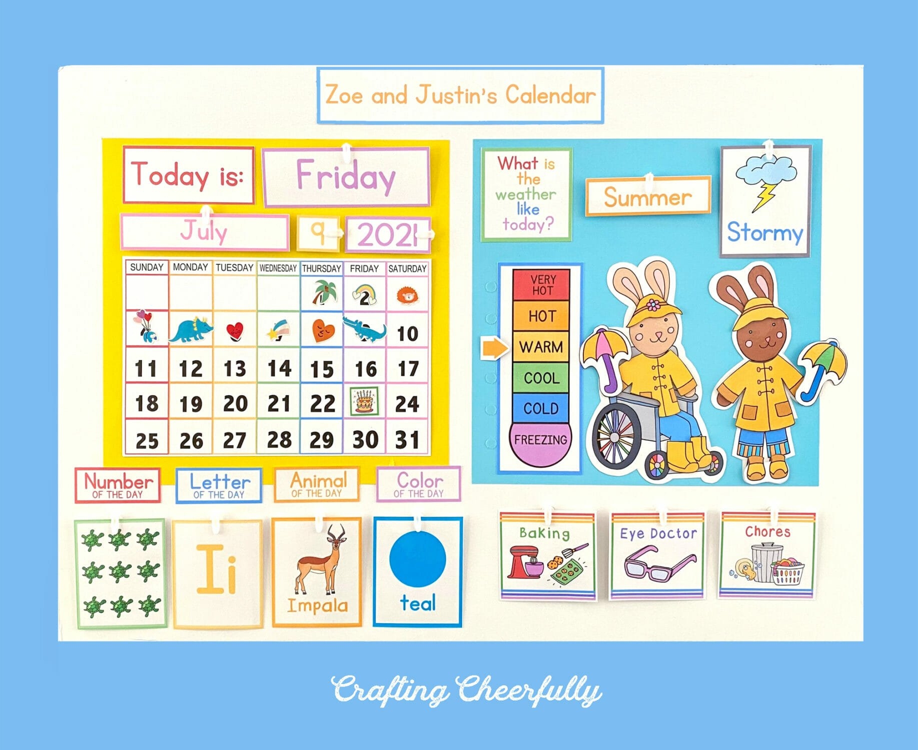 DIY Calendar Morning Board Free Printables Crafting Cheerfully