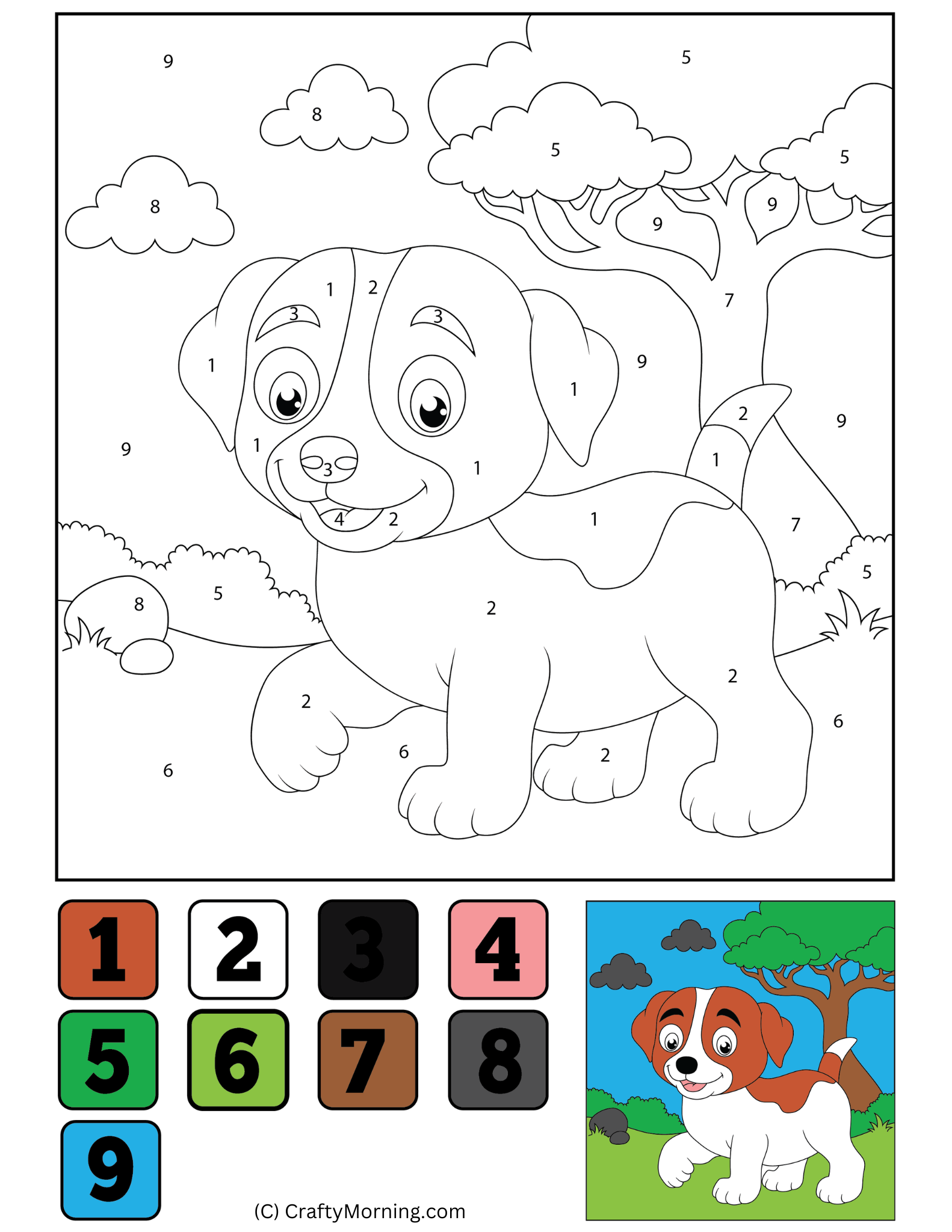 Dog Color By Number Printable Crafty Morning Dog Color By Number Printable Crafty Morning