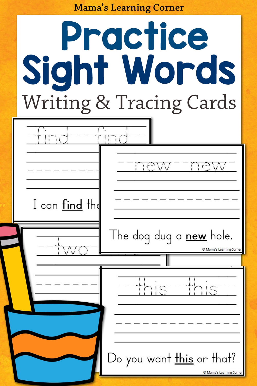 Dolch Sight Word Tracing And Writing Cards Mamas Learning Corner
