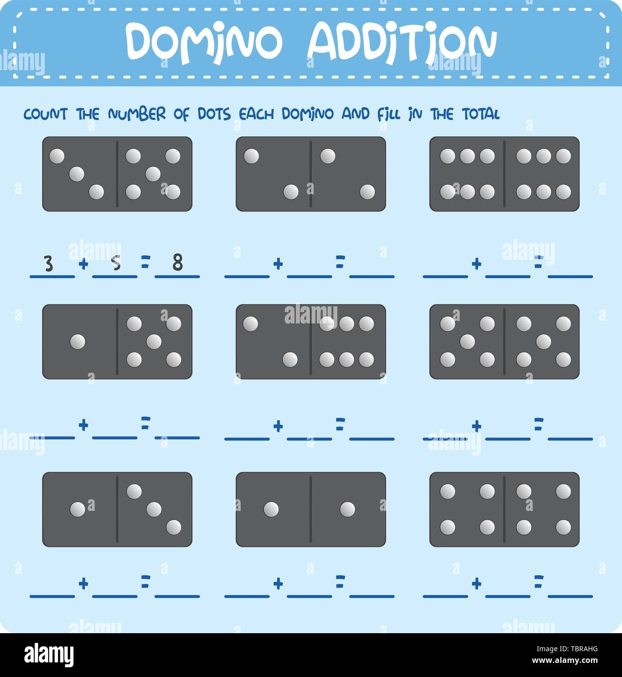 Domino Math Addition Worksheet Illustration Stock Vector Image U0026 Art Alamy