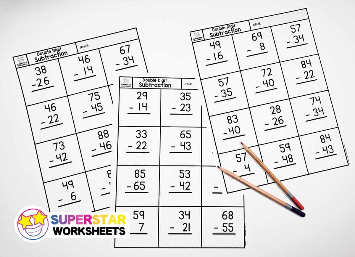 Double Digit Subtraction Superstar Worksheets Double Digit Subtraction Superstar Worksheets