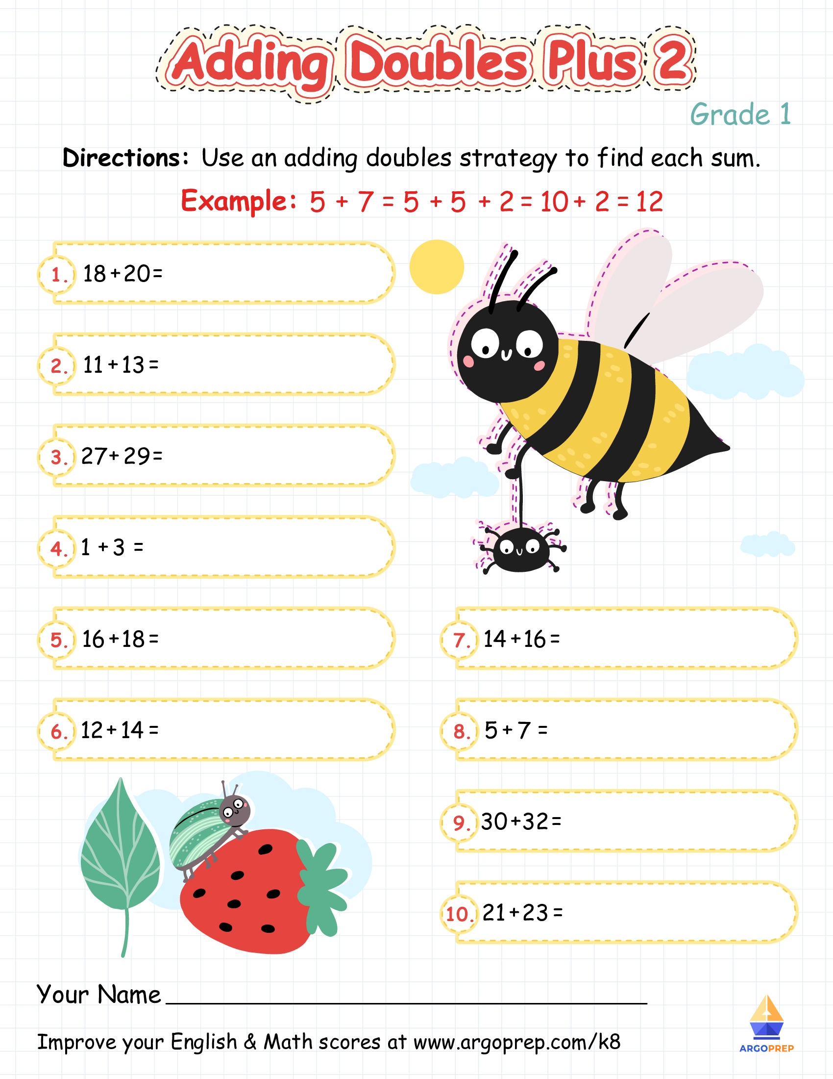 Free Printable Doubles Addition Worksheet