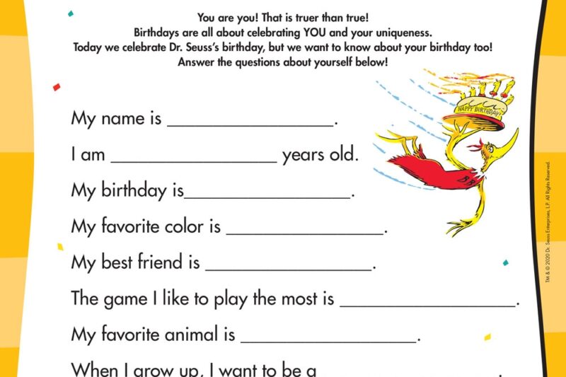 Dr Seuss Worksheets Printables Free