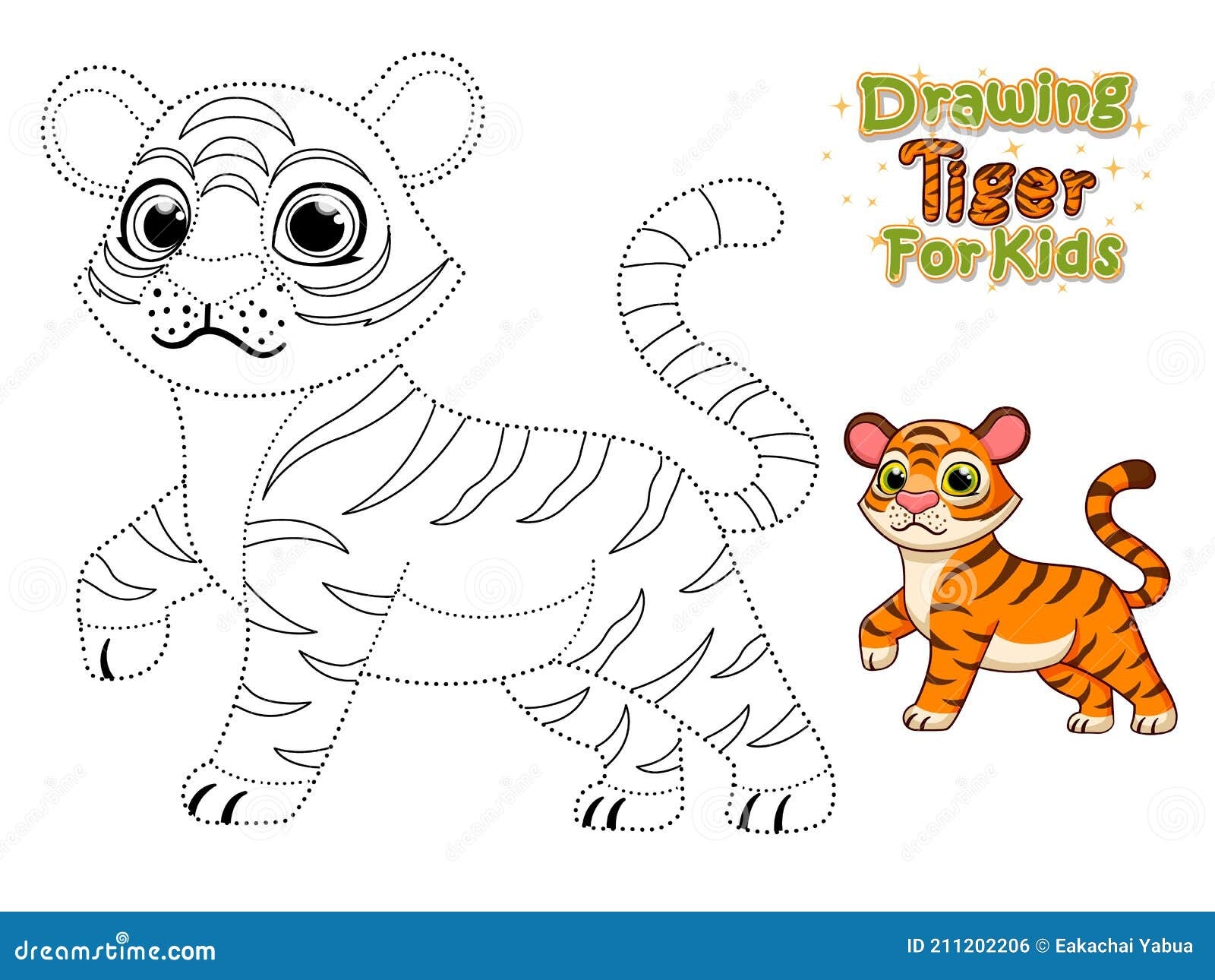 Drawing And Coloring Pages Printables Cute Cartoon Tiger Crafts And Worksheets For Kid Stock Vector Illustration Of Character Follow 211202206
