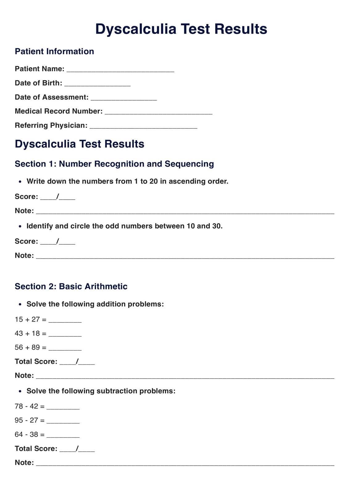 Free Printable Dyscalculia Worksheets