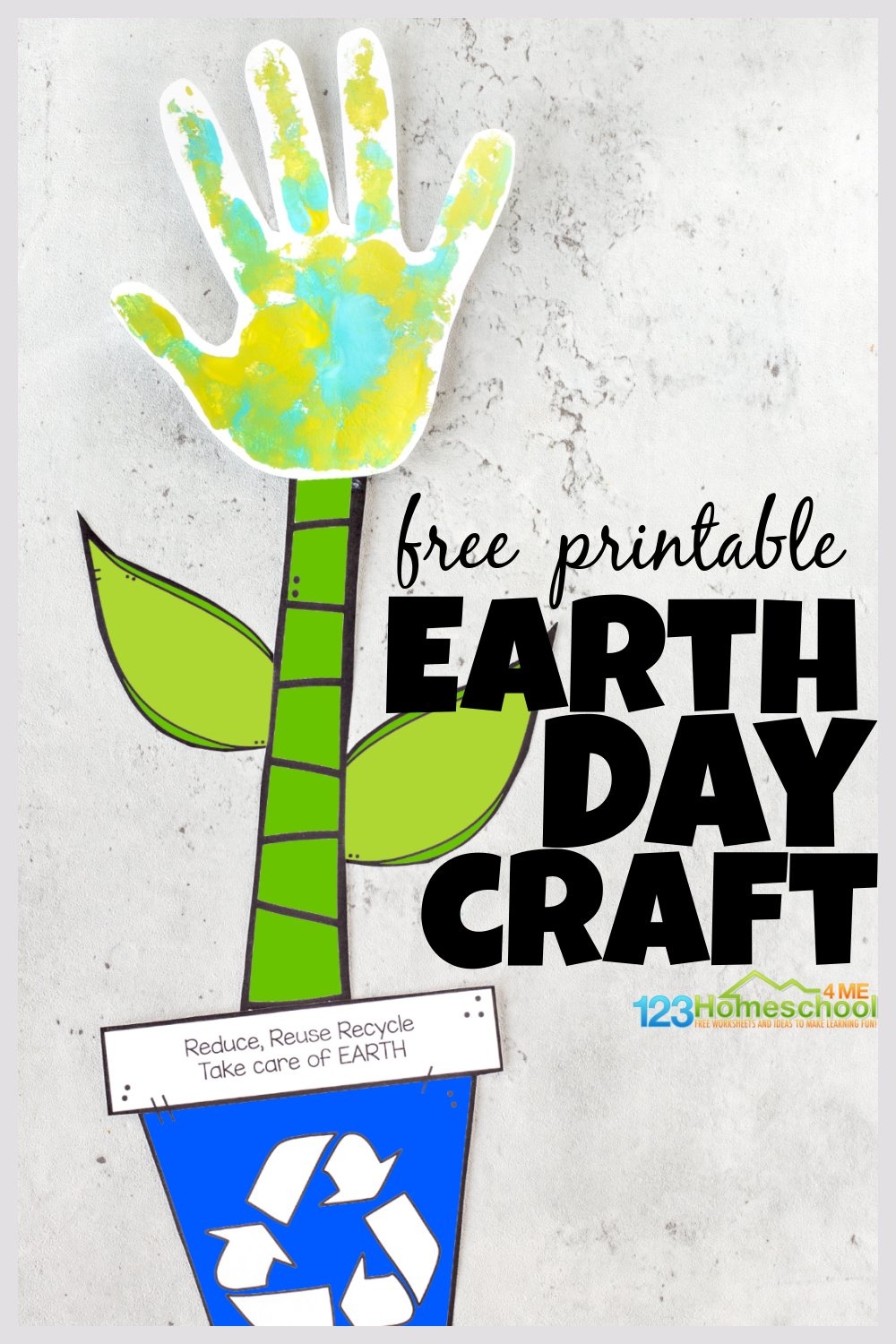 Earth Day Handprint Flower Craft Preschool free Printable Earth Day Handprint Flower Craft Preschool free Printable