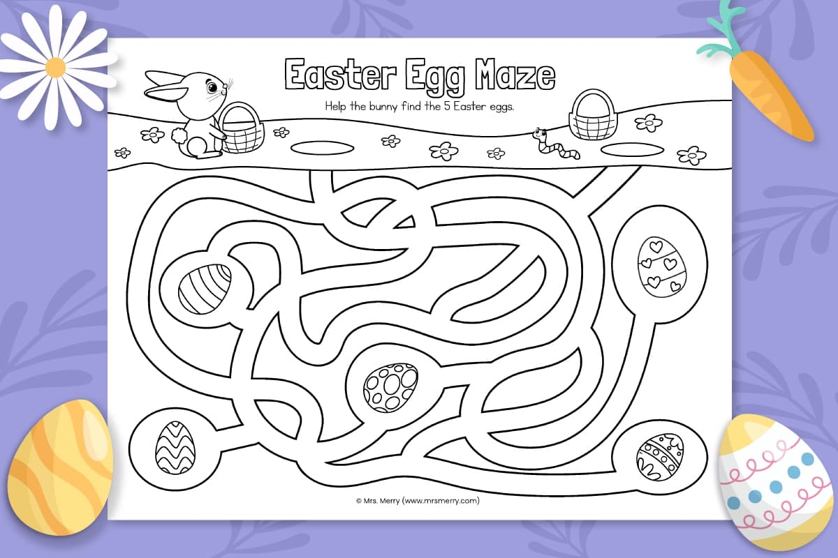 Easter Egg Maze Printable Worksheet Mrs Merry Easter Egg Maze Printable Worksheet Mrs Merry