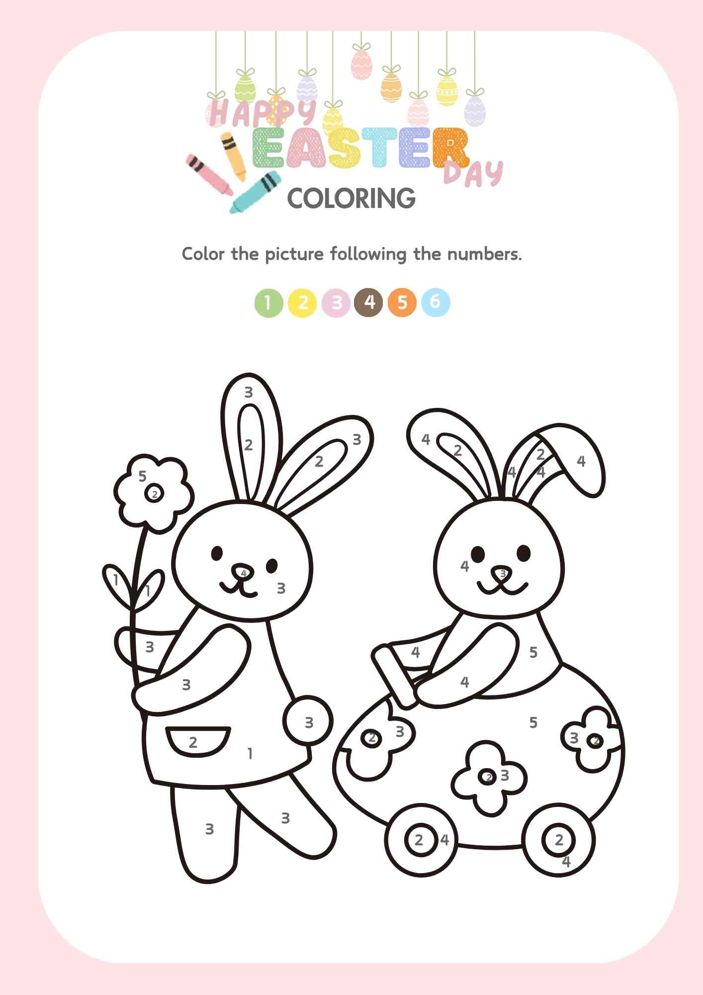 Easter Holiday Color By Number For Kids Free Printable PDF Ezpzlearn