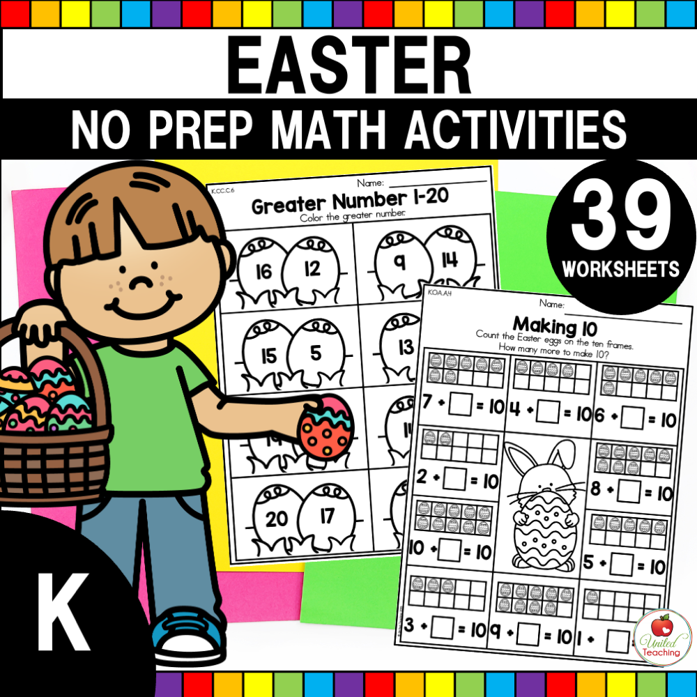 Easter Math Kindergarten Worksheets