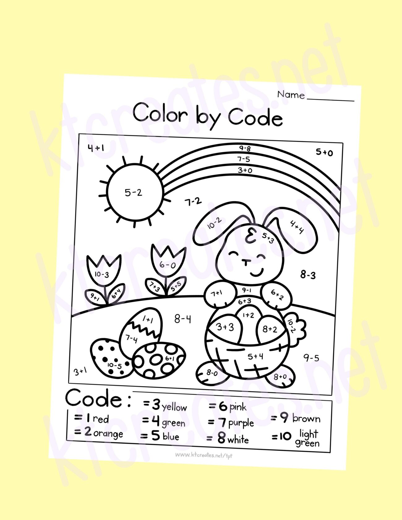 Easter Spring Color By Code simple Math
