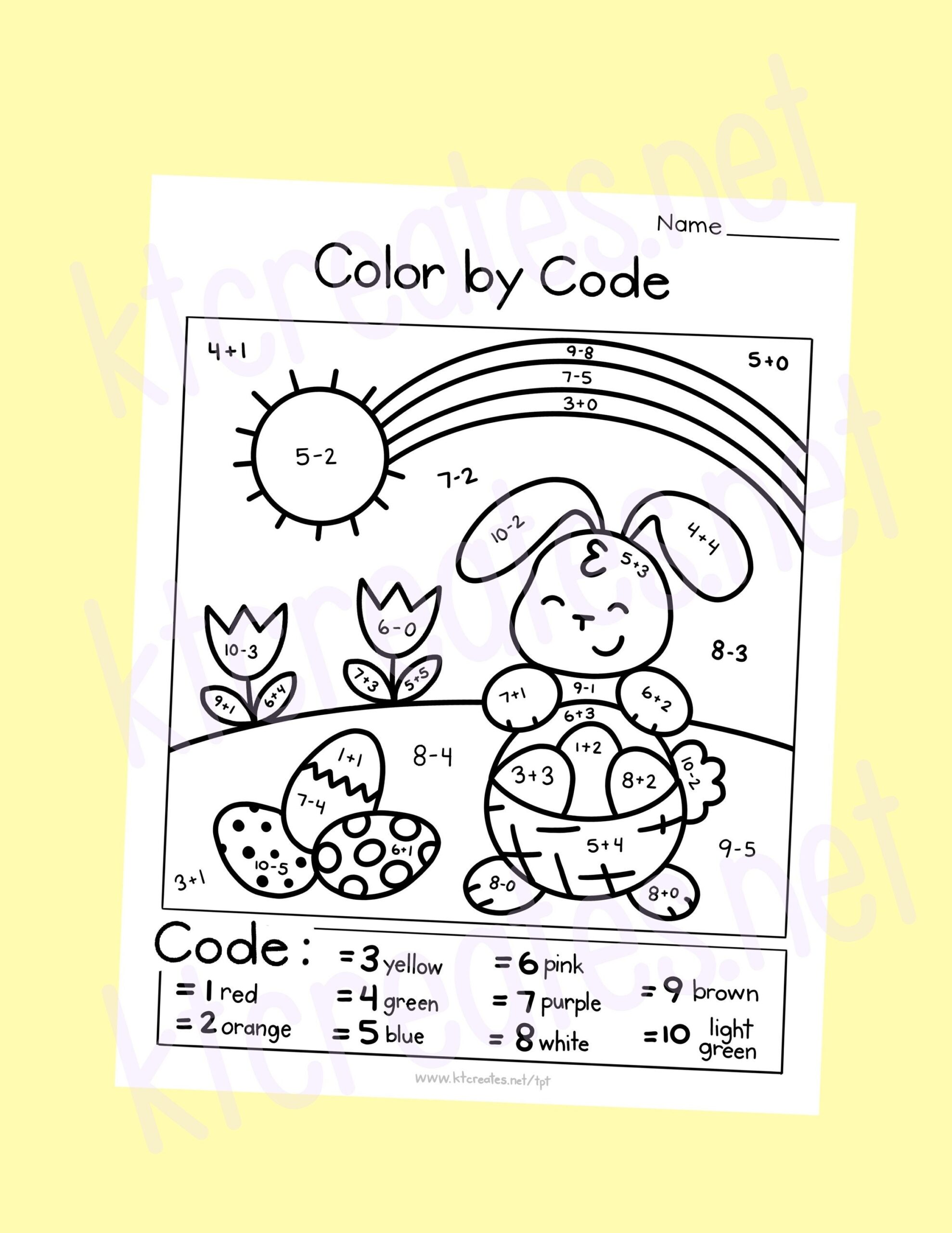 Easter Spring Color By Code simple Math Easter Spring Color By Code simple Math