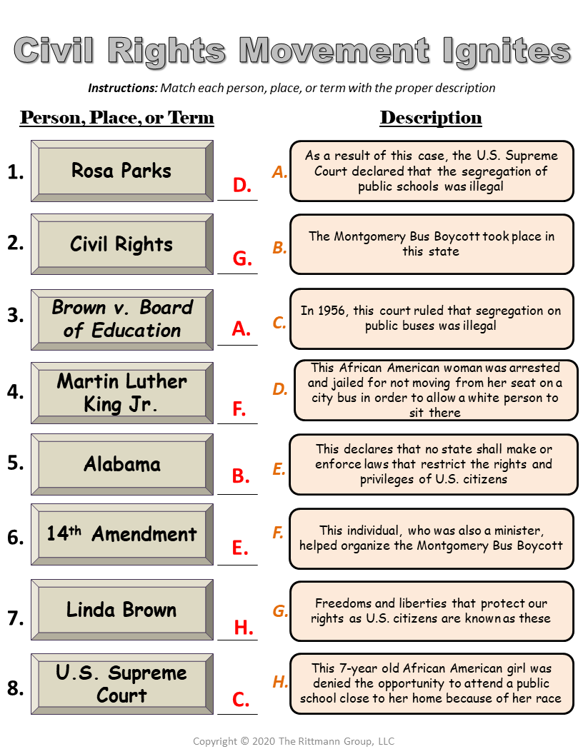 Engaging Worksheets On The Civil Rights Movement Engaging Worksheets On The Civil Rights Movement