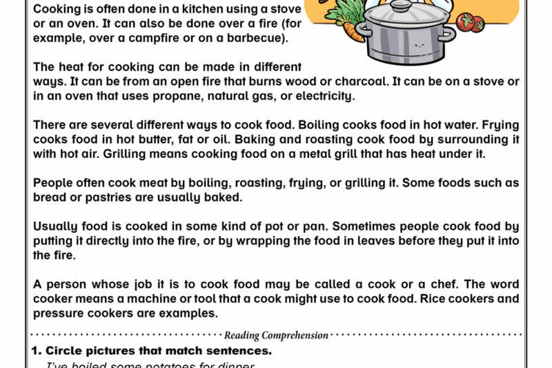 Esl Food Reading Comprehension Worksheets