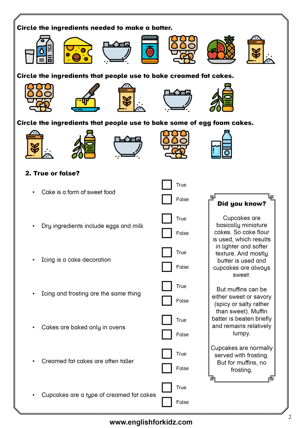 English For Kids Step By Step Reading Comprehension Worksheets Food And Cooking