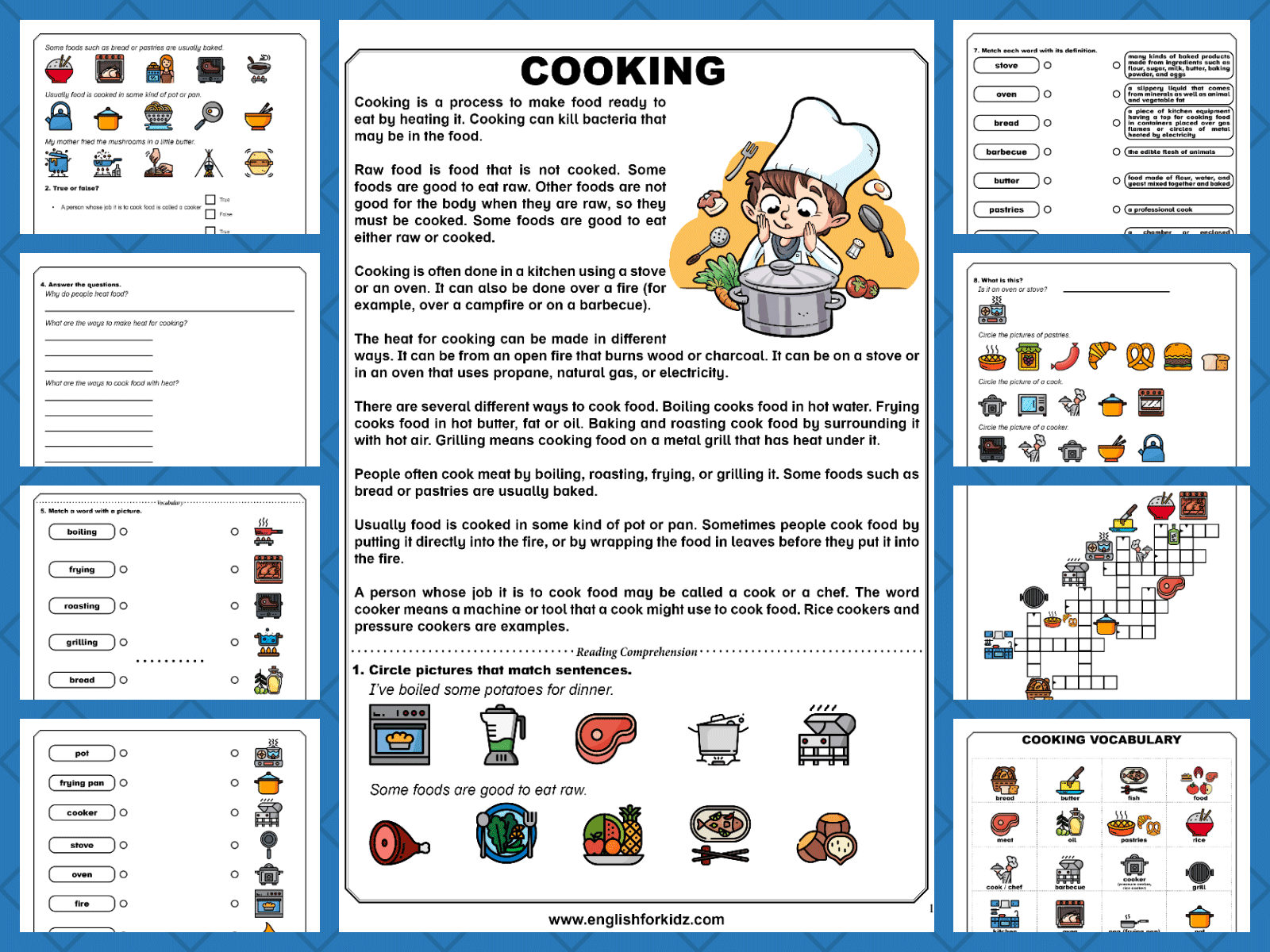 Esl Food Reading Comprehension Worksheets
