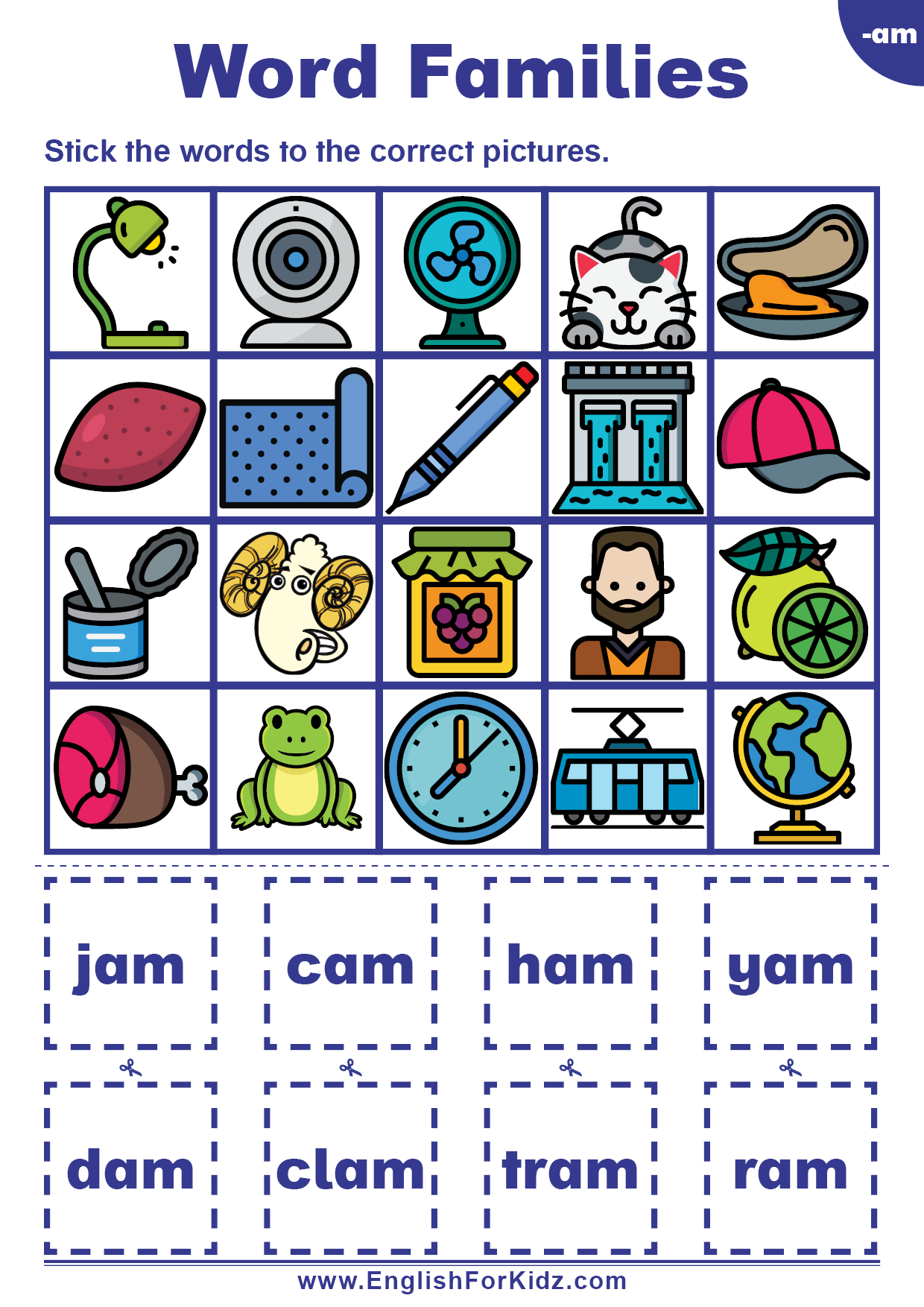 Free Printable Am Word Family Worksheets