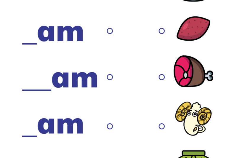 Free Printable Am Word Family Worksheets