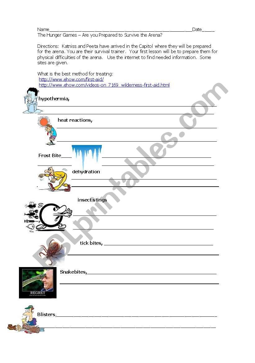 English Worksheets The Hunger Games Are You Ready For The Arena