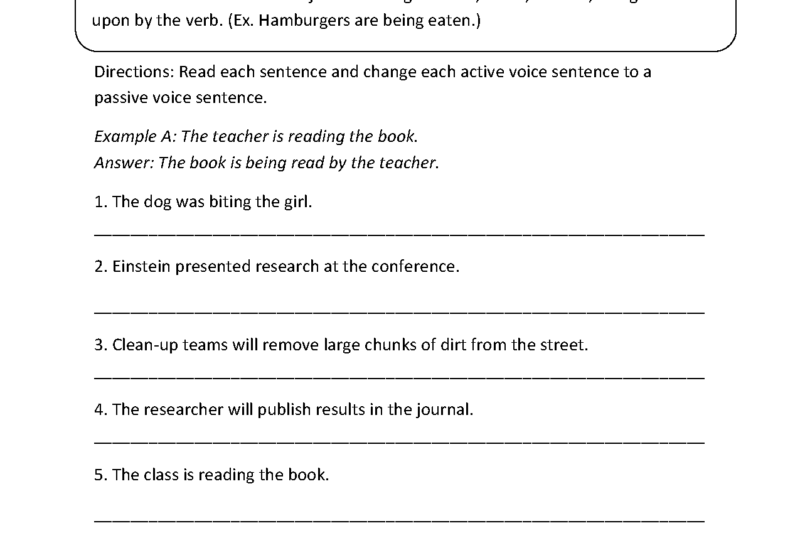 Active And Passive Worksheets Free Printable
