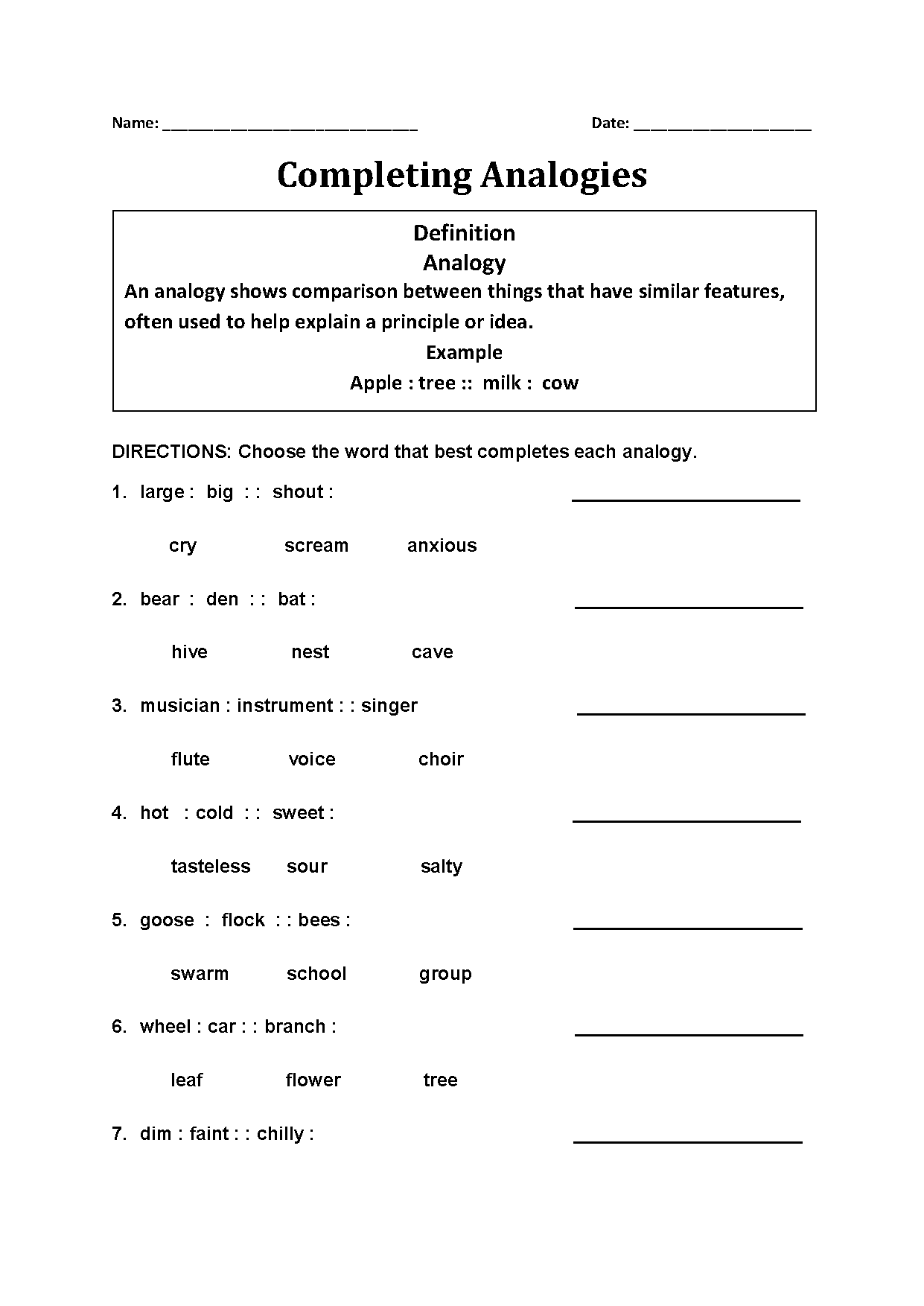 Analogies Free Printable Worksheets Analogies Free Printable Worksheets