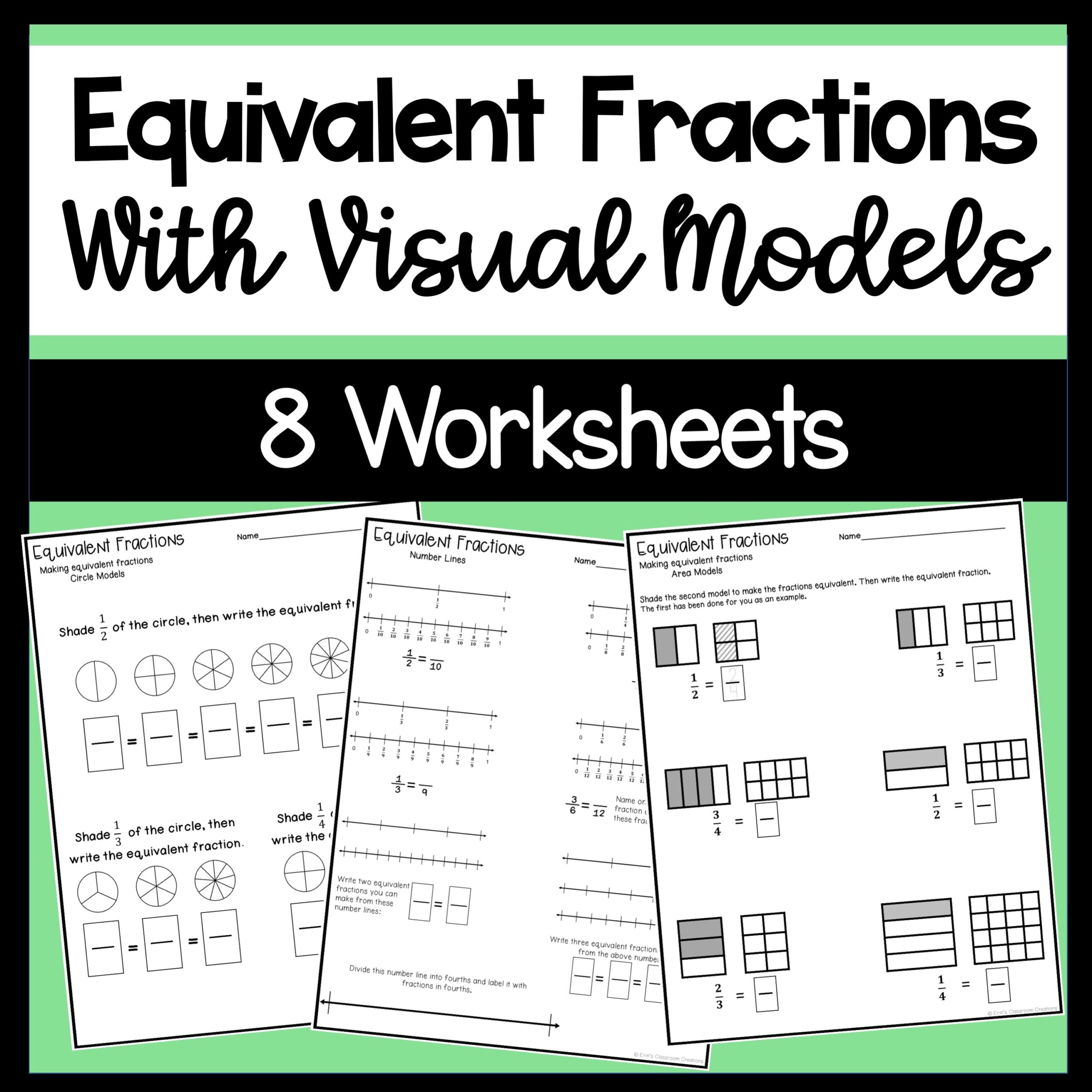 Equivalent Fraction Worksheets With Visual Models Made By Teachers Equivalent Fraction Worksheets With Visual Models Made By Teachers