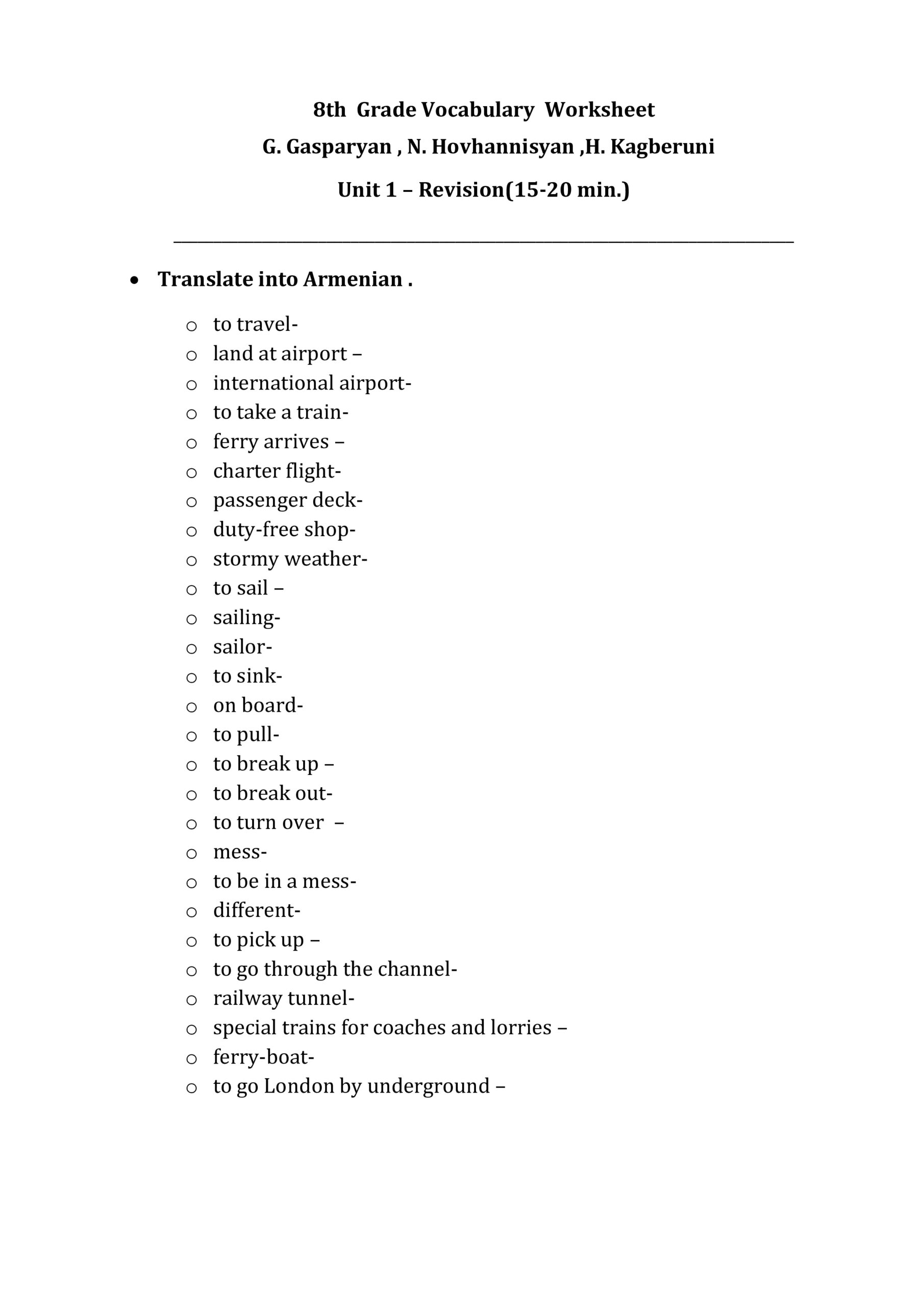 Free Esl Printable Worksheet