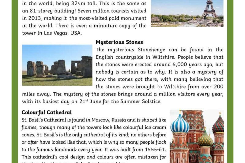 Europe Reading Comprehension Worksheets