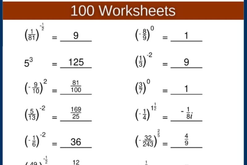 Exponents Math Worksheets