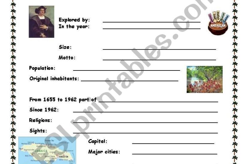 Free Printable Jamaica Worksheets Printable