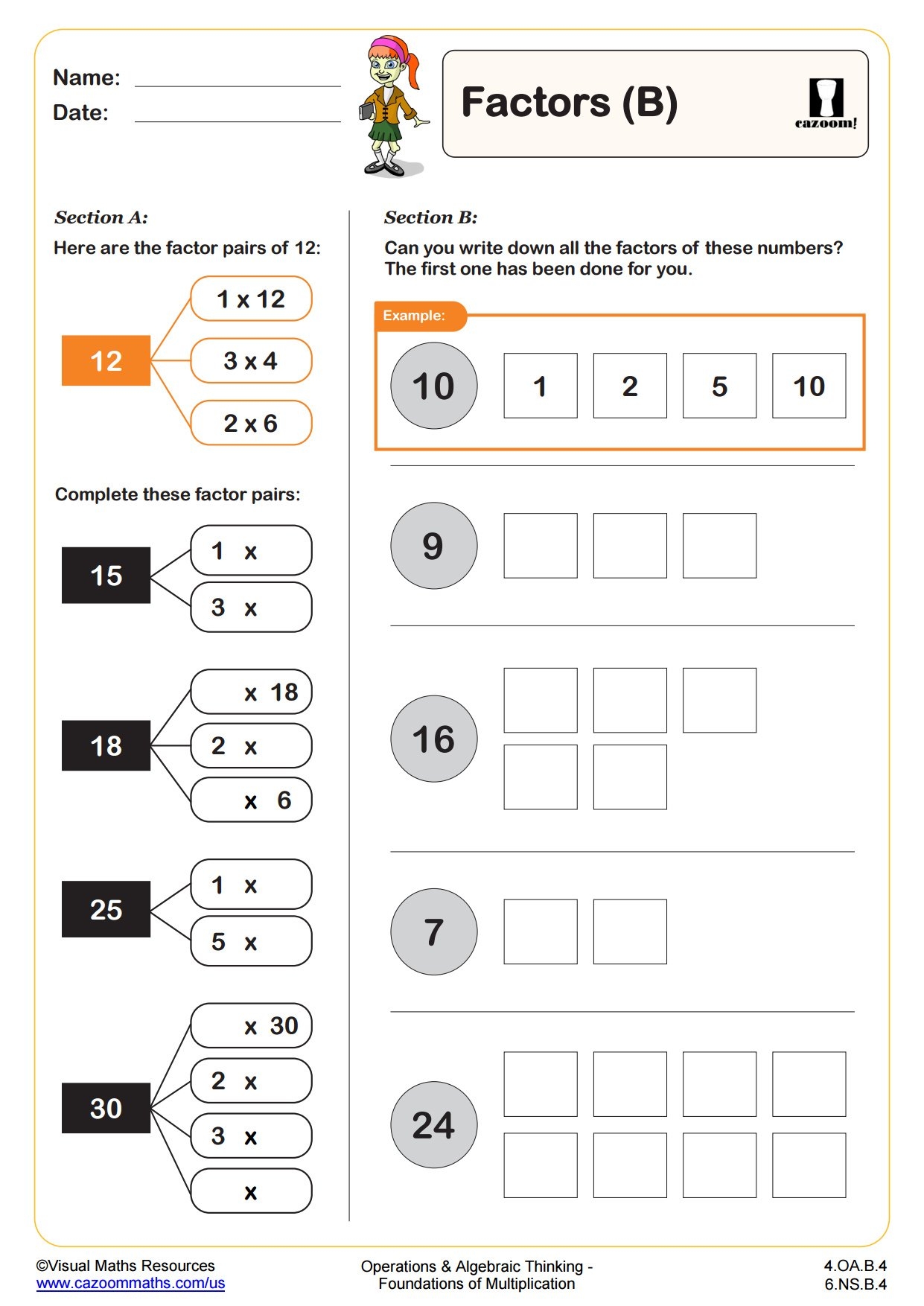 Free Printable Factor Pairs Worksheet Free Printable Factor Pairs Worksheet