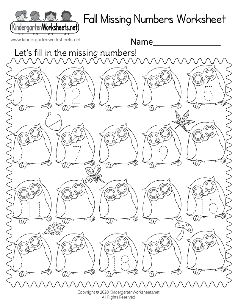 Fall Missing Numbers Worksheet 1 20 Free Printable Digital U0026 PDF