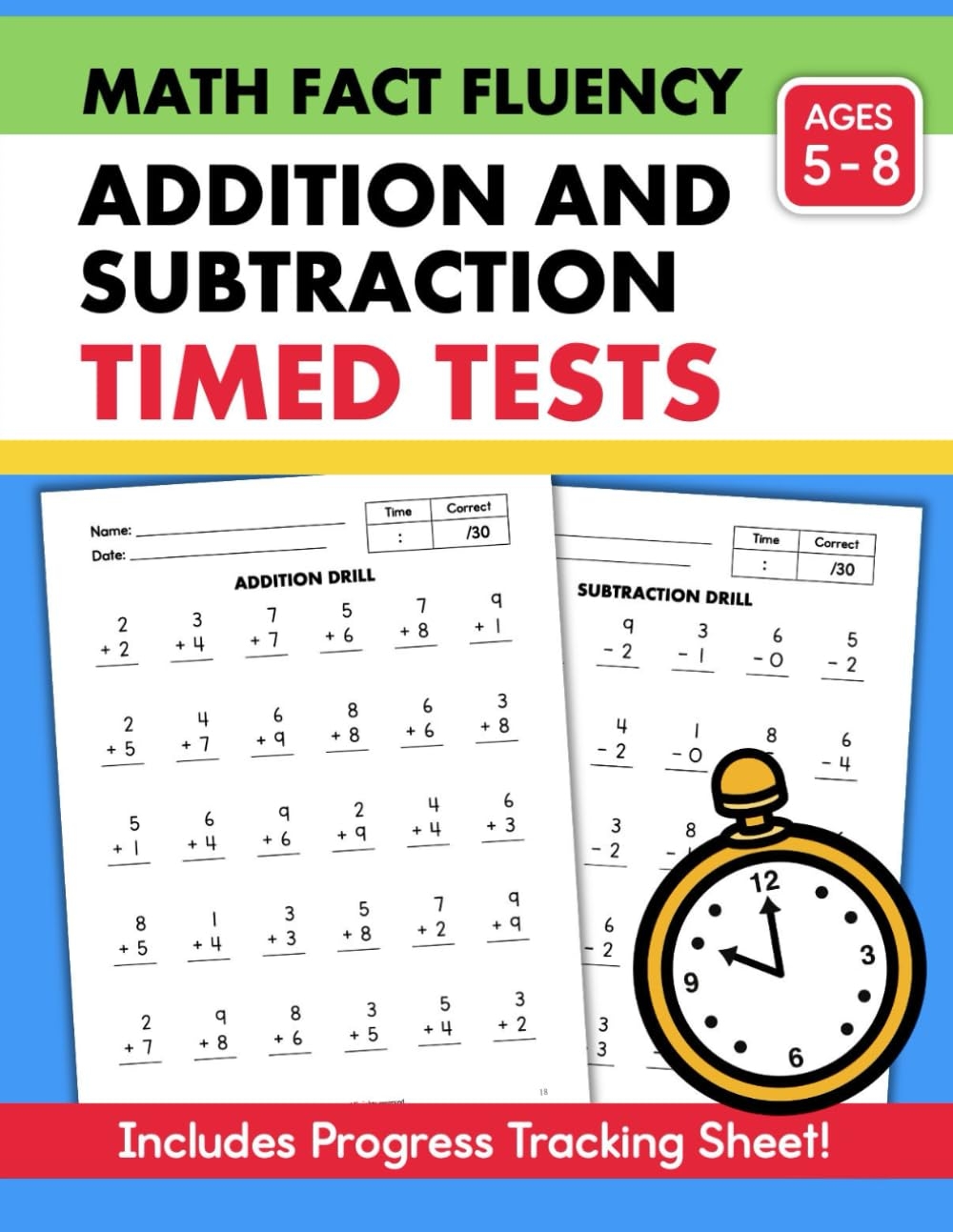 Fast Math Facts Timed Test Worksheets Single Digit Addition And 