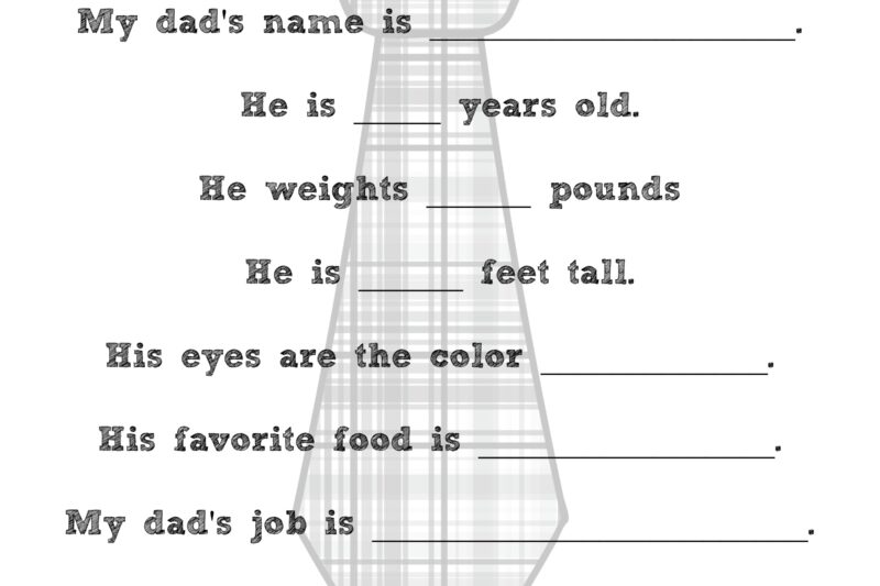 Fathers Day Printables For Preschoolers
