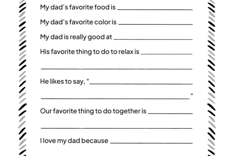 Father’s Day Worksheets Printable Free