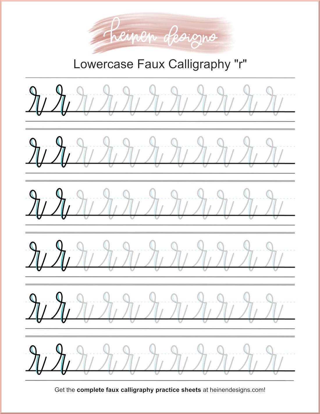Faux Calligraphy Letter R Practice Sheet Free Download