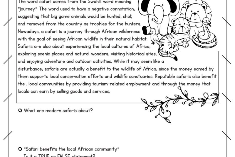 Free Printable 5th Grade Worksheets Reading