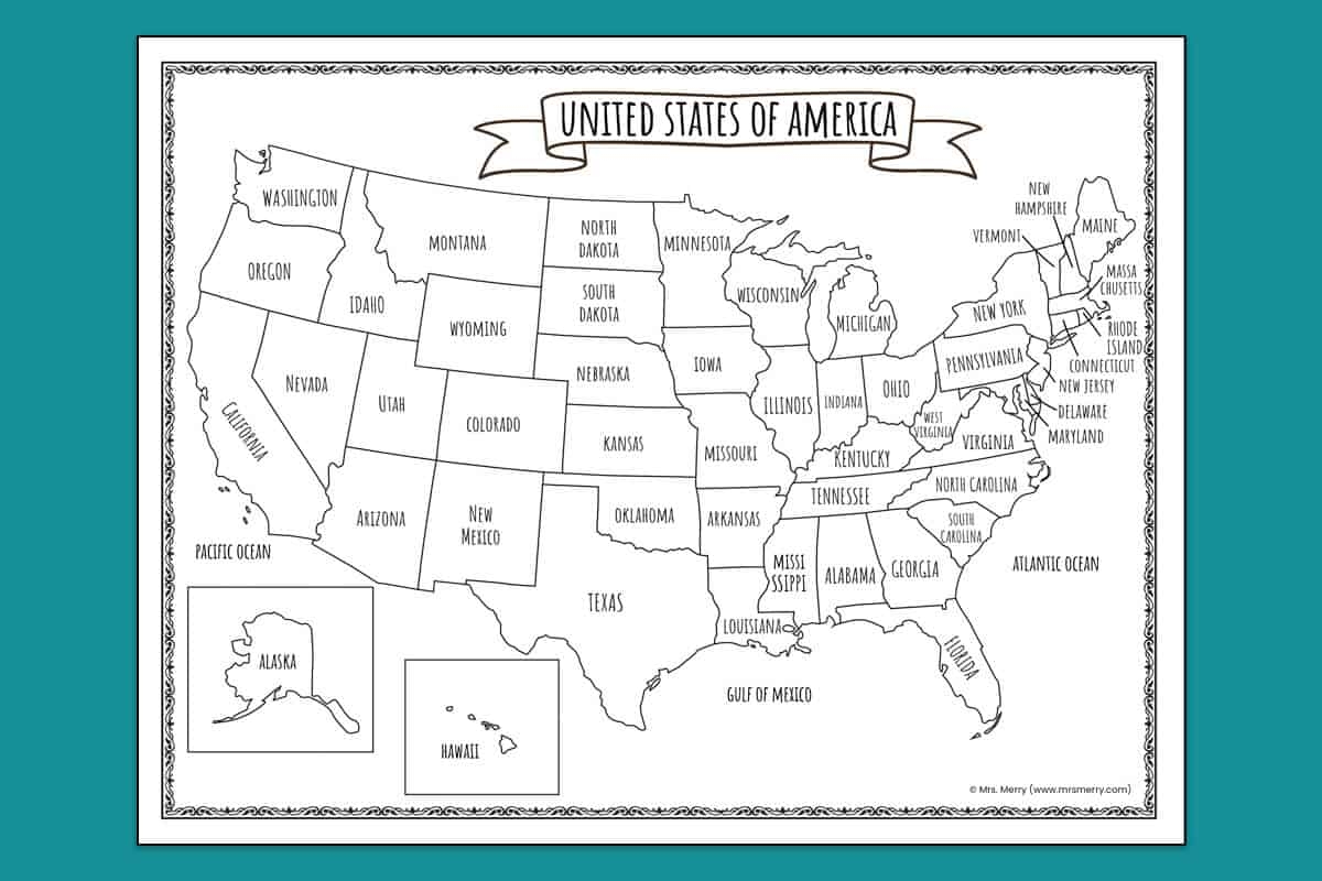 50 States Free Printable Worksheets