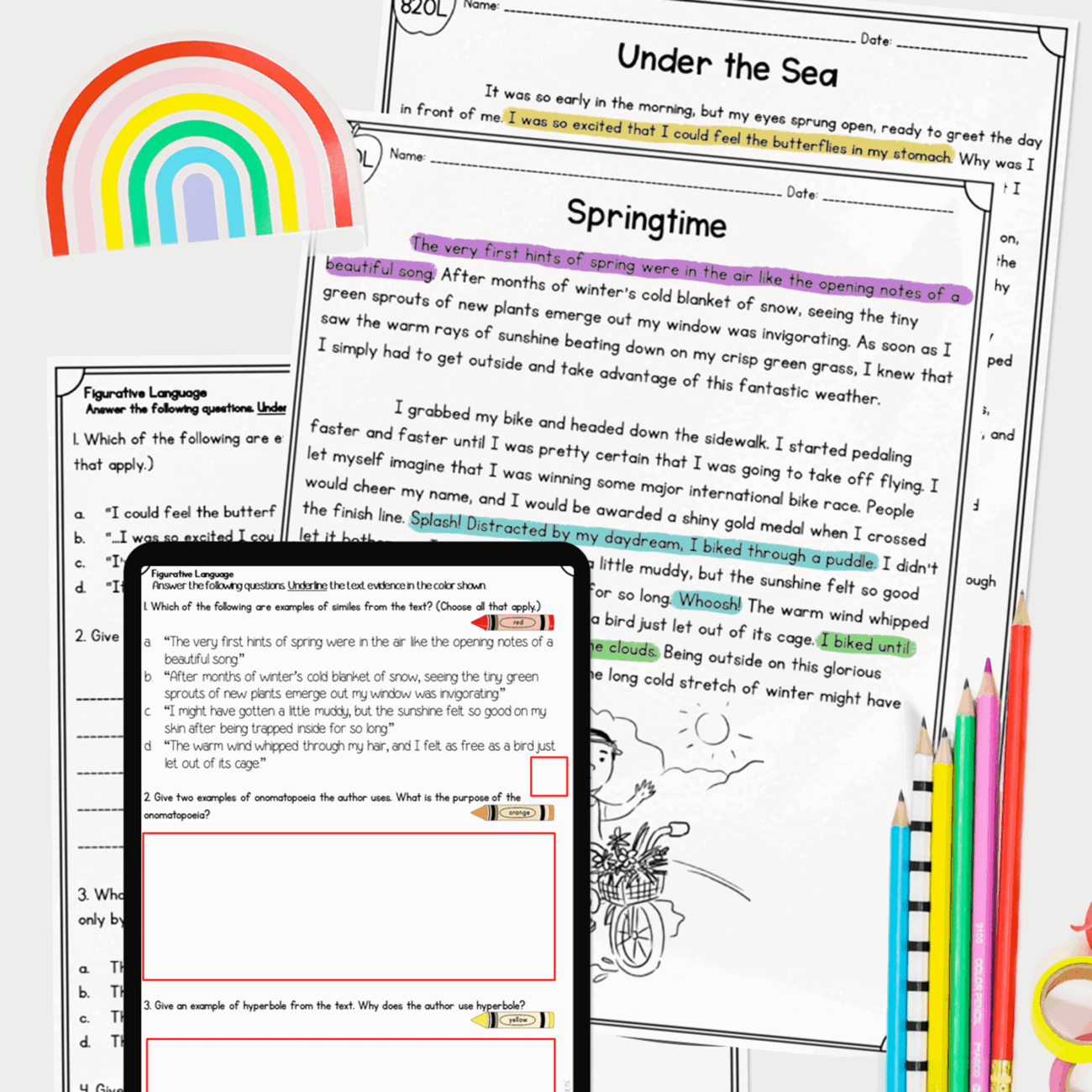 Figurative Language Reading Passages Worksheets Poetry RL 4 4 RL 5 4 RL4 4 RL5 4