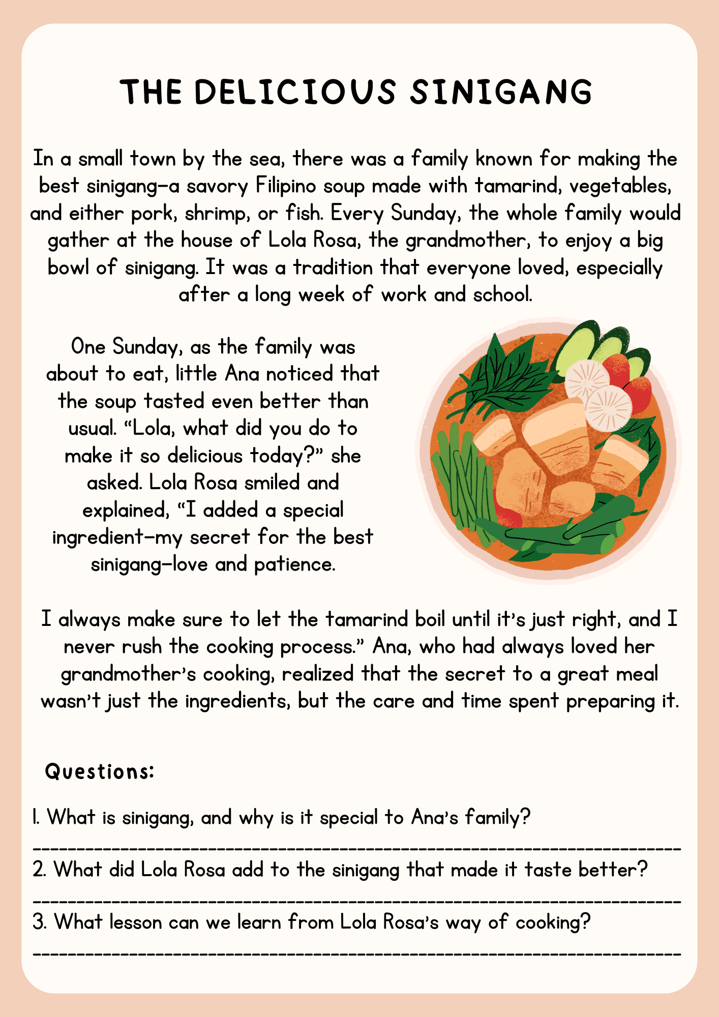 Filipino Foods Reading Comprehension Worksheet By Krisa jean Raket PH