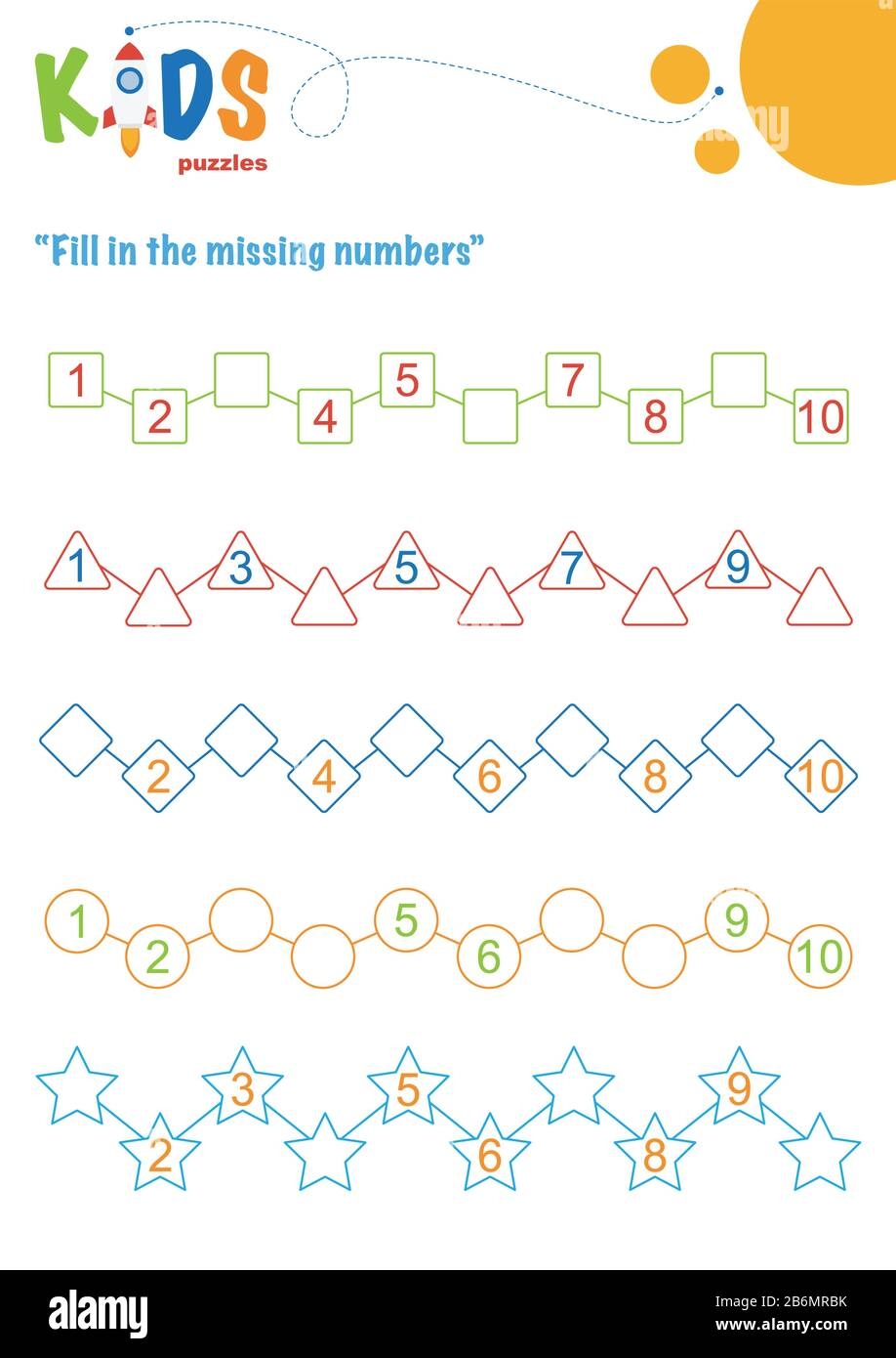 Fill In The Missing Numbers Counting Worksheet Easy Colorful 
