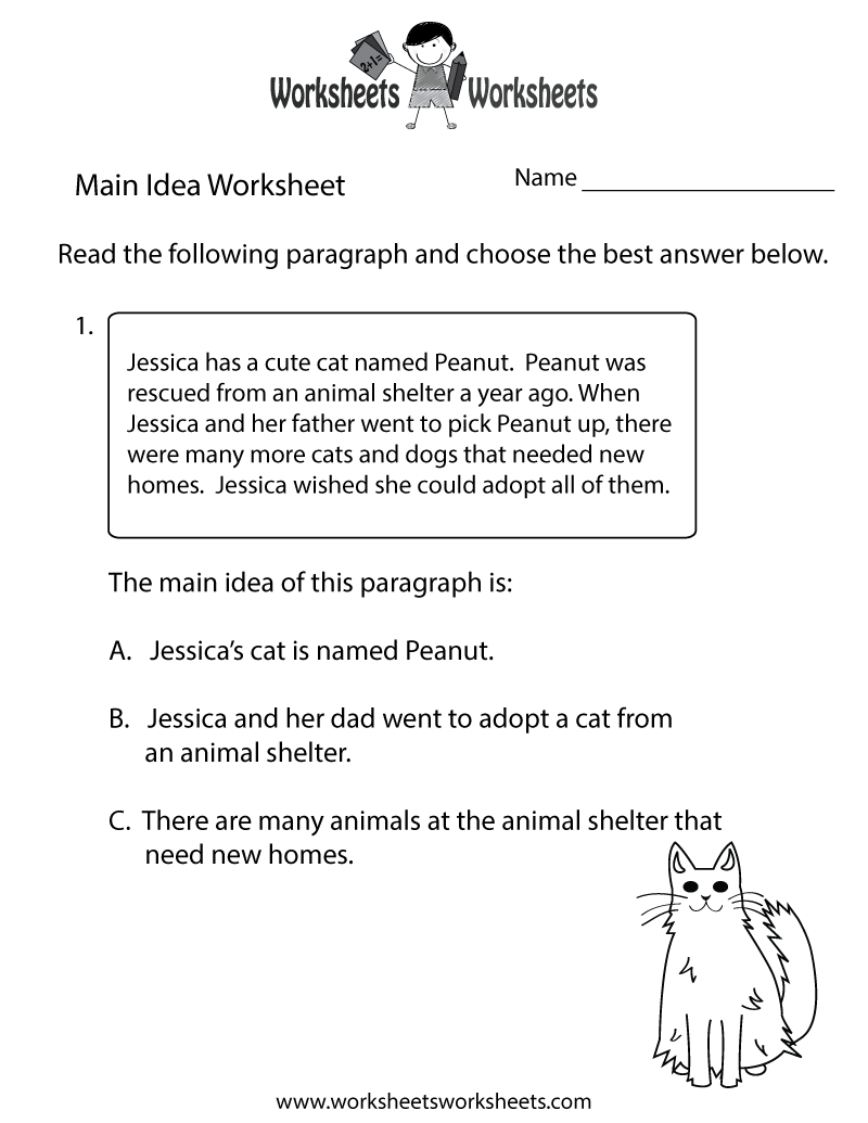 Finding The Main Idea Worksheet Worksheets Worksheets