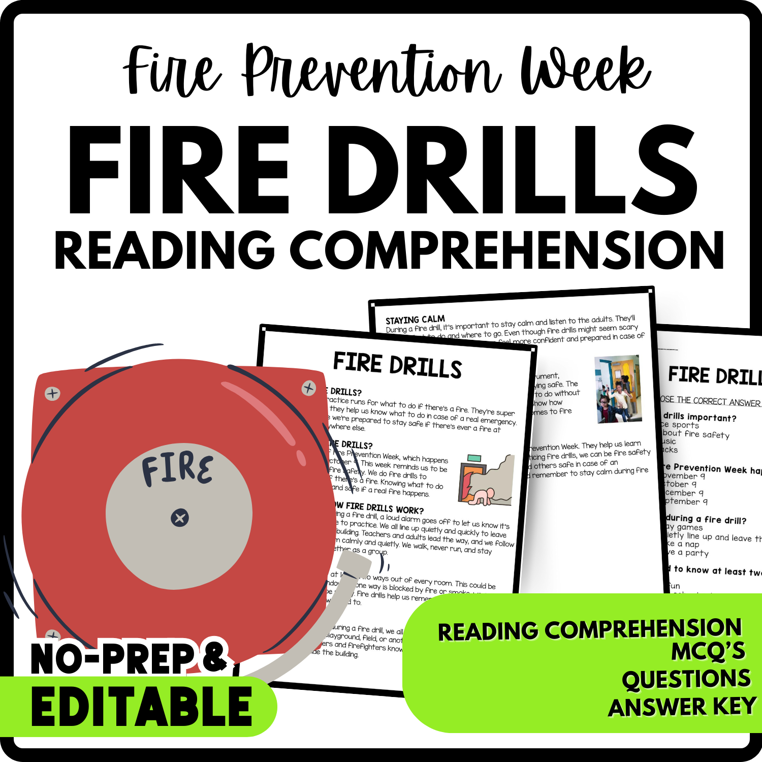 Fire Safety Reading Comprehension Worksheets