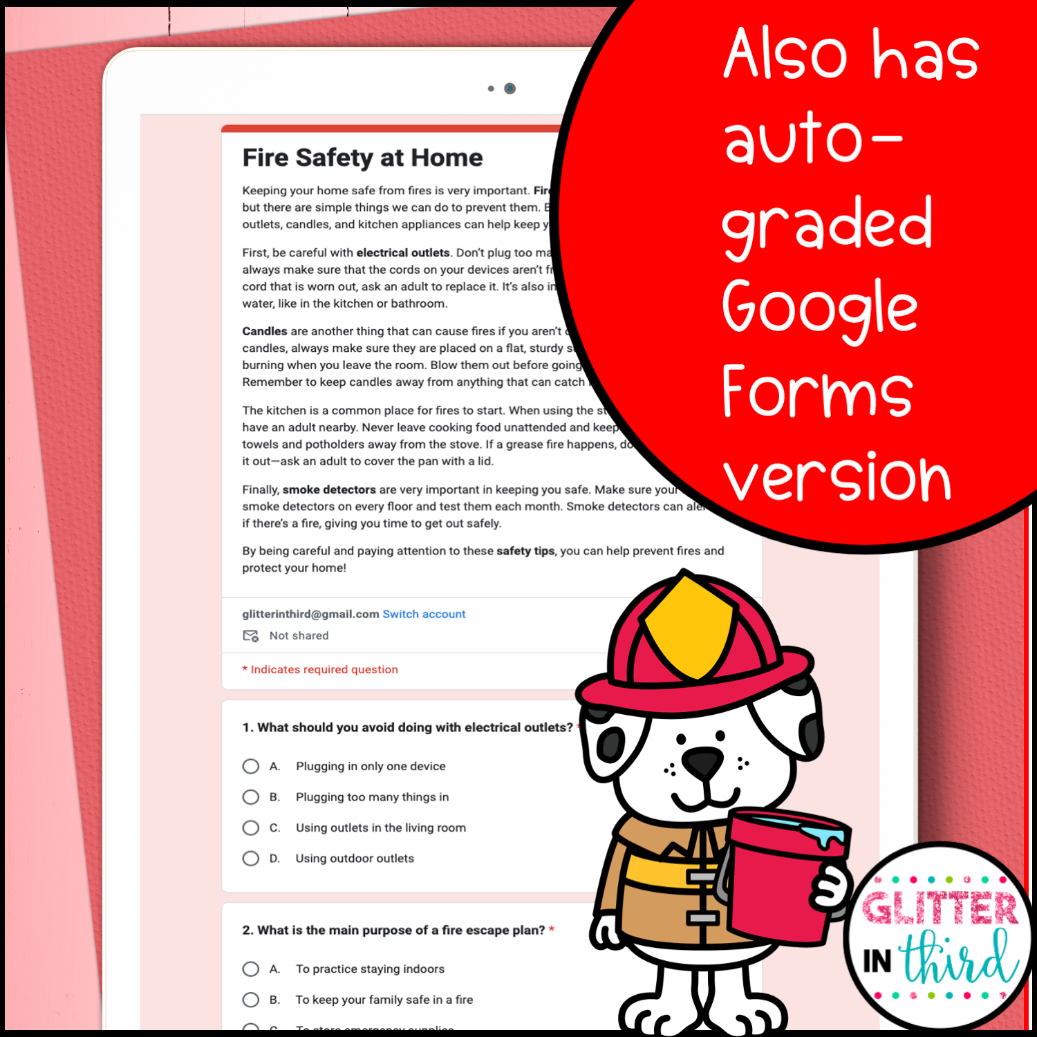 Fire Safety Week Reading Comprehension Activities Passages 