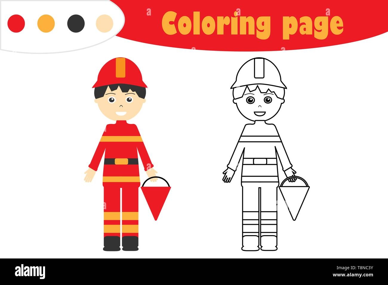 Fireman In Cartoon Style Coloring Page Education Paper Game For The Development Of Children Kids Preschool Activity Printable Worksheet Vector Stock Vector Image U0026 Art Alamy Fireman In Cartoon Style Coloring Page Education Paper Game For The Development Of Children Kids Preschool Activity Printable Worksheet Vector Stock Vector Image U0026 Art Alamy