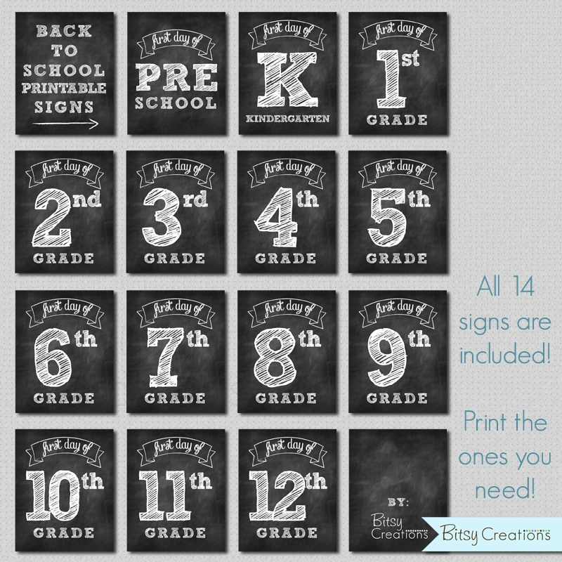 FIRST Day Of School Printable Chalkboard Signs INSTANT DOWNLOAD FIRST Day Of School Printable Chalkboard Signs INSTANT DOWNLOAD