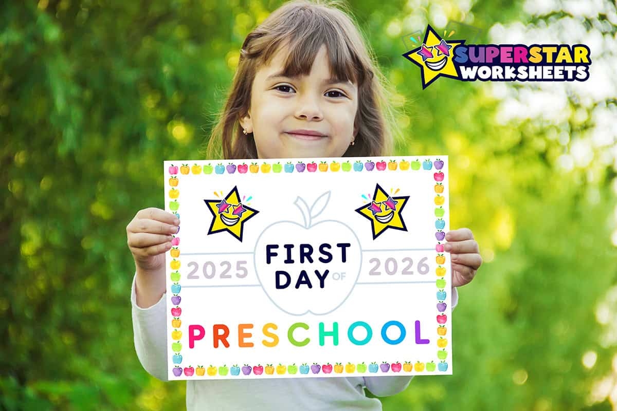 First Day Of School Sign Superstar Worksheets