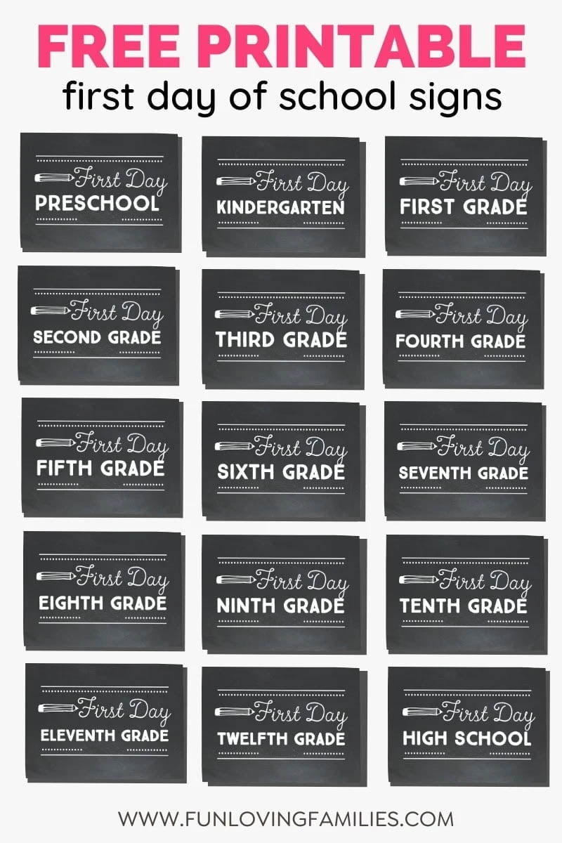 First Day Of School Signs 2025 2026 Free Printables For All Grades