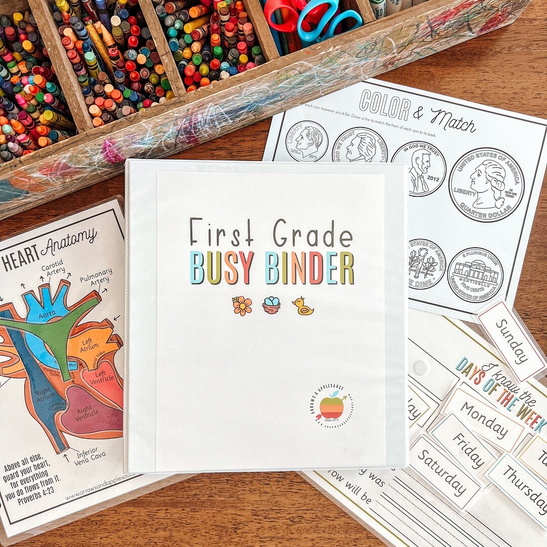 First Grade Busy Binder Printable Educational Games 1st Grade Curriculum Homeschool Activities Kids Math And Science Learning To Read Etsy