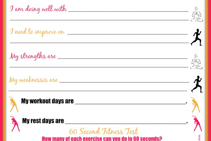 Free Printable Fitness Goals Worksheet